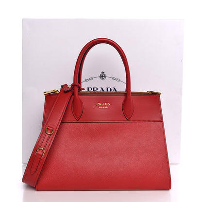 Prada Saffiano City Calf Medium Esplanade Tote Rosso 9 of 9