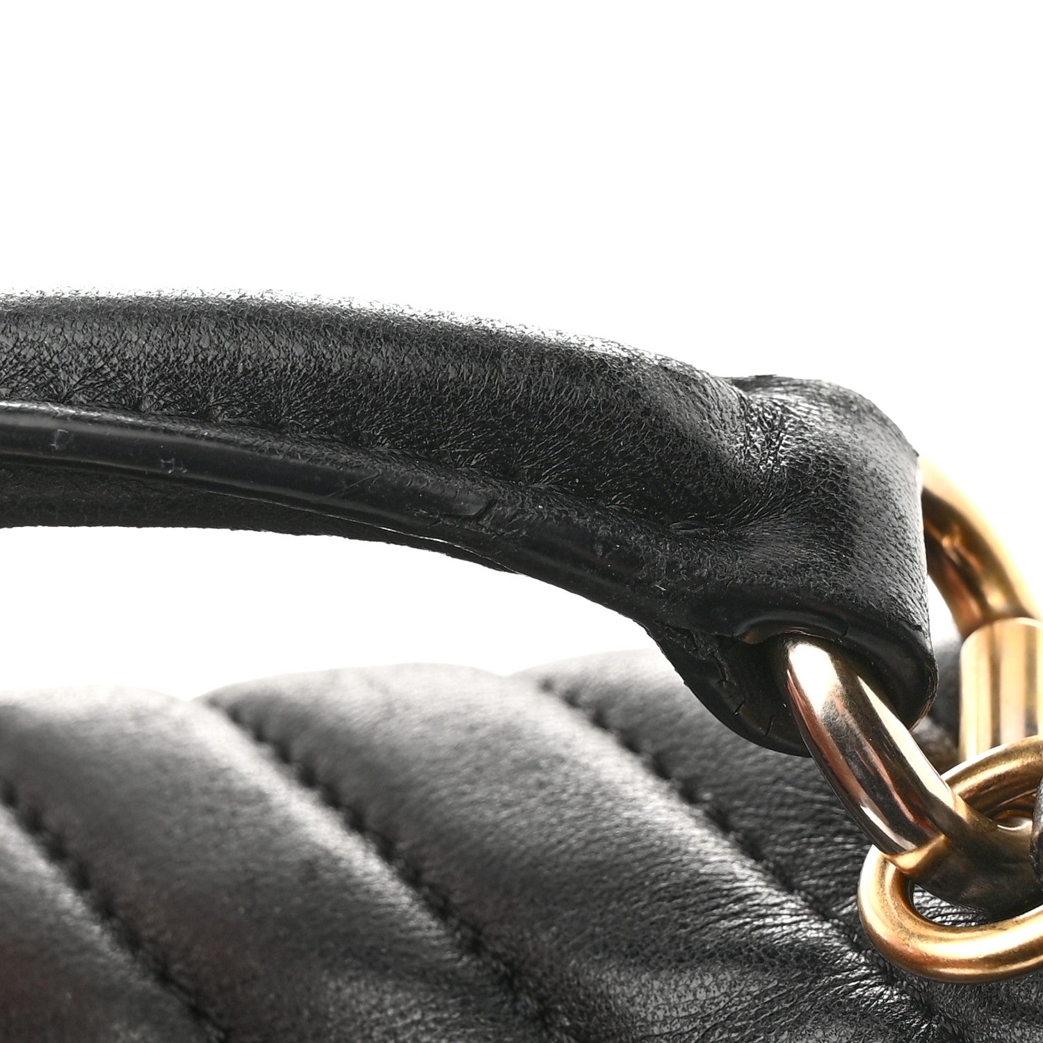 Chanel Lambskin Reverse Chevron Quilted Round Top Handle Flap Black 18 of 19