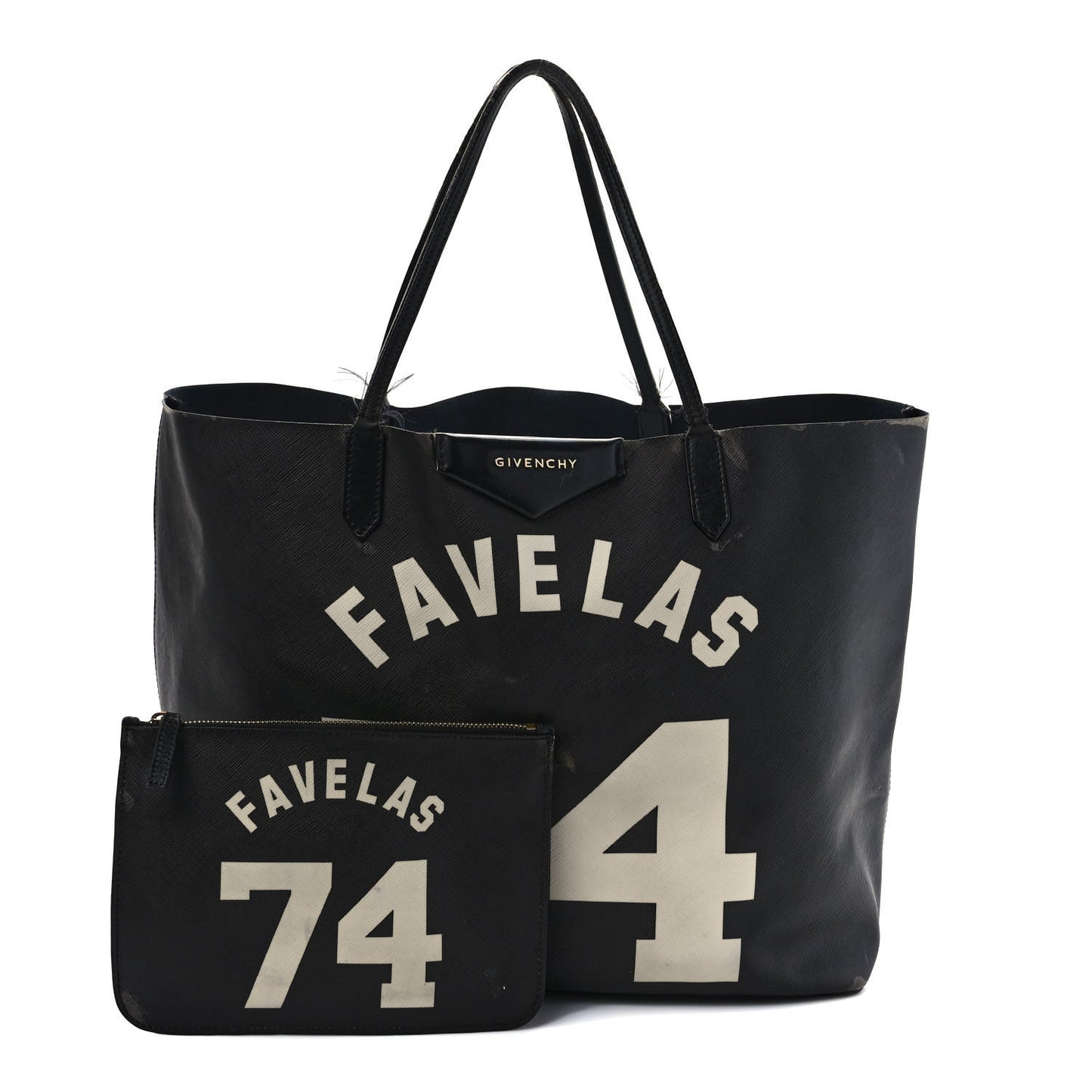 Textured Coated Canvas Favelas Large Antigona Tote Black