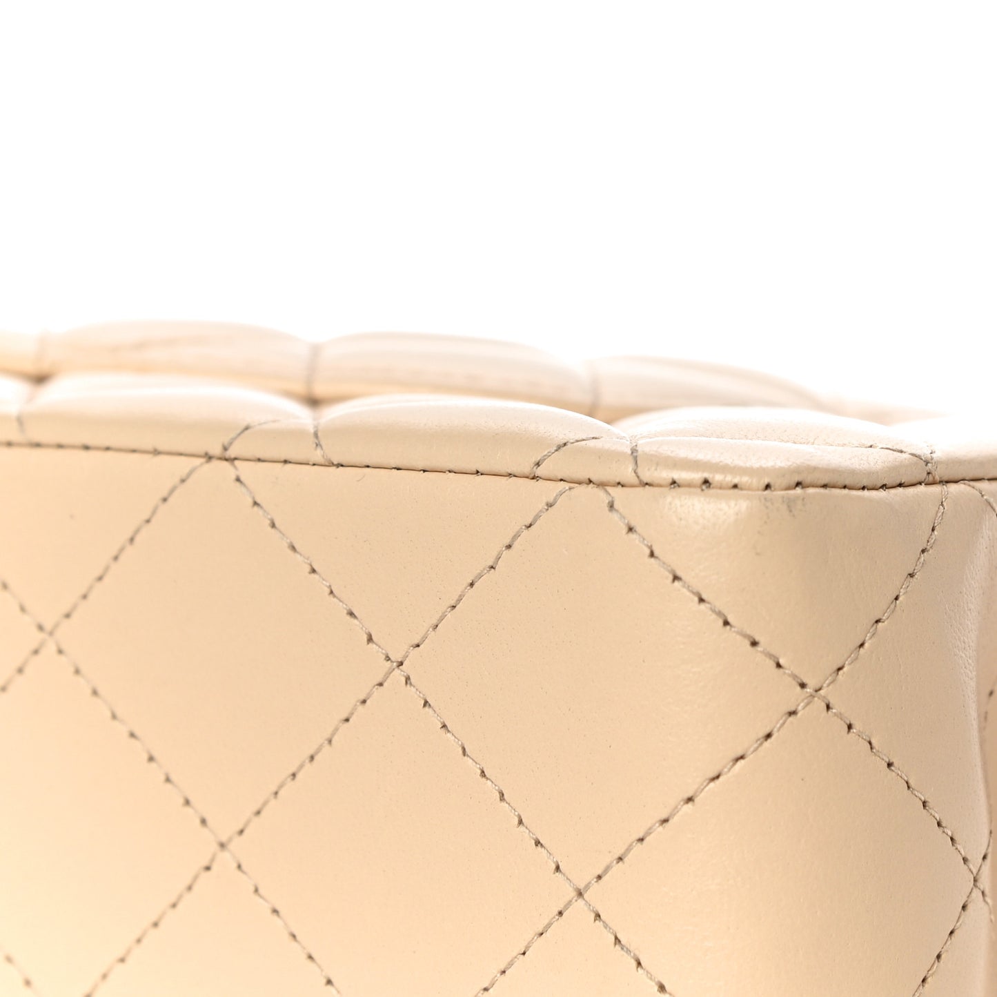 Lambskin Quilted Medium Double Flap Beige