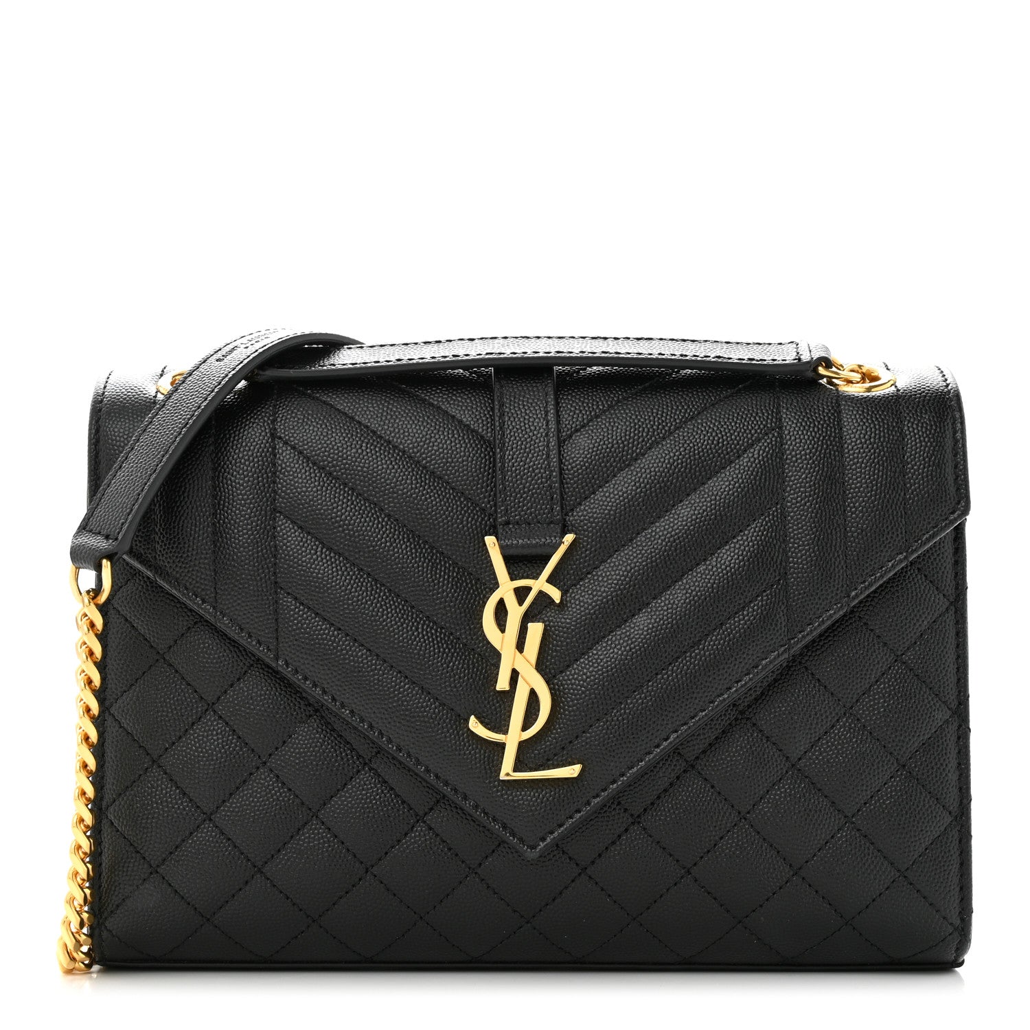 Saint Laurent Grain De Poudre Textured Mixed Matelasse Triquilt Medium Monogram Satchel Black 1 of 10