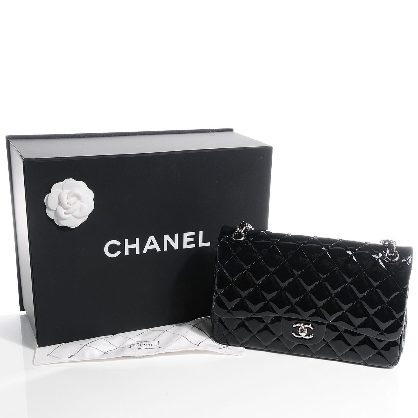 Patent Jumbo Double Flap Black