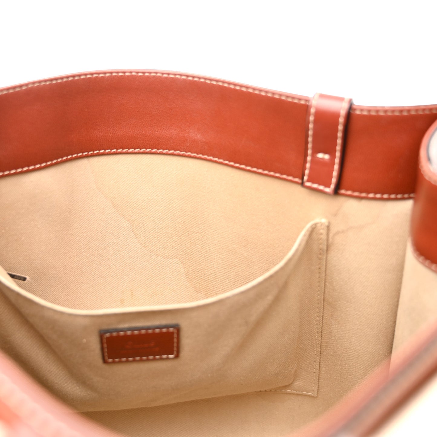 Calfskin Medium Woody Ribbon Tote Sepia Brown