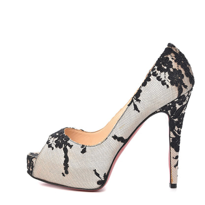 Christian Louboutin Satin Lace Hyper Prive 120 Pumps 38 Black 1 of 7