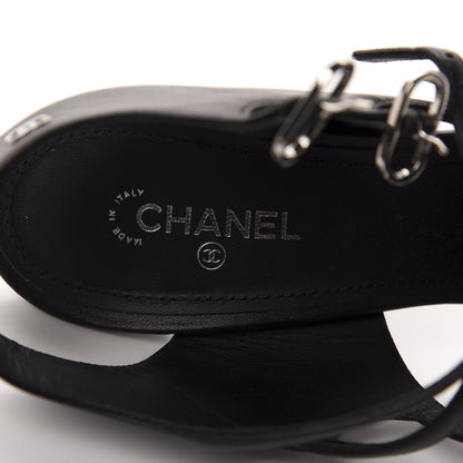 Chanel Lambskin CC Heel Sandals 40.5 Black 7 of 9