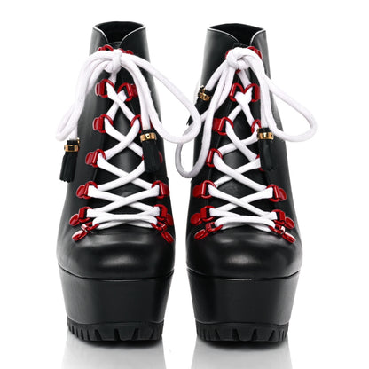 Gucci Calfskin Lifford Lace Up Platform Ankle Boots 38 Black 2 of 8