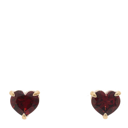 David Yurman 18K Yellow Gold Garnet Heart Stud Earrings 1 of 4