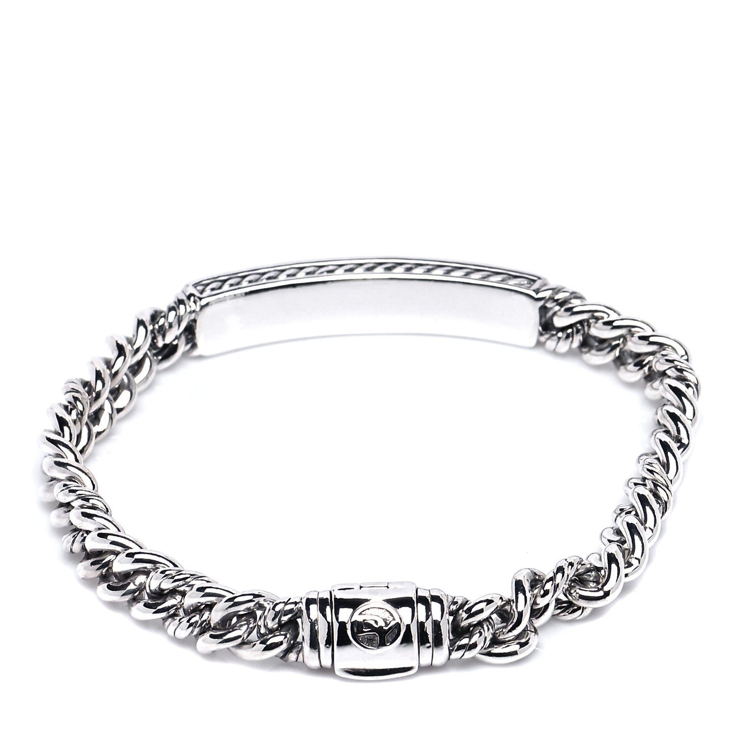 Sterling Silver Diamond 7mm Petite Pave Curb Link Love ID Bracelet