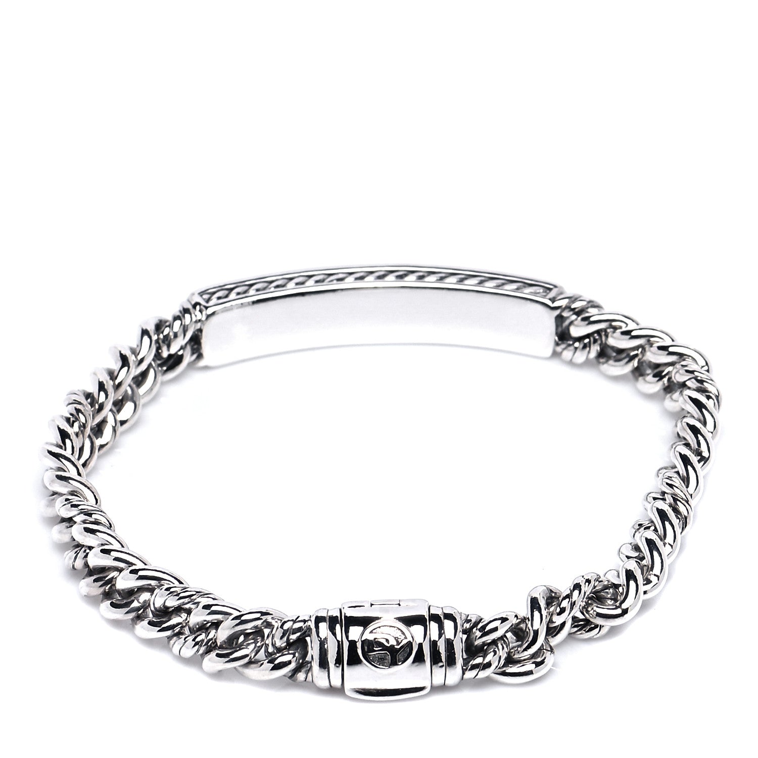 David Yurman Sterling Silver Diamond 7mm Petite Pave Curb Link Love ID Bracelet 3 of 6