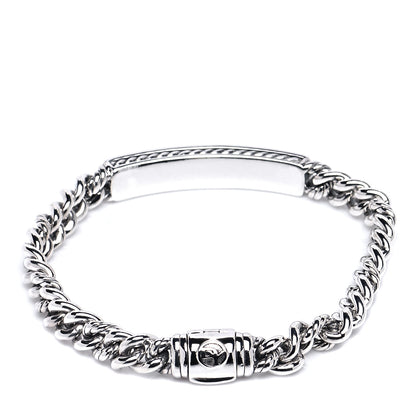 David Yurman Sterling Silver Diamond 7mm Petite Pave Curb Link Love ID Bracelet 3 of 6
