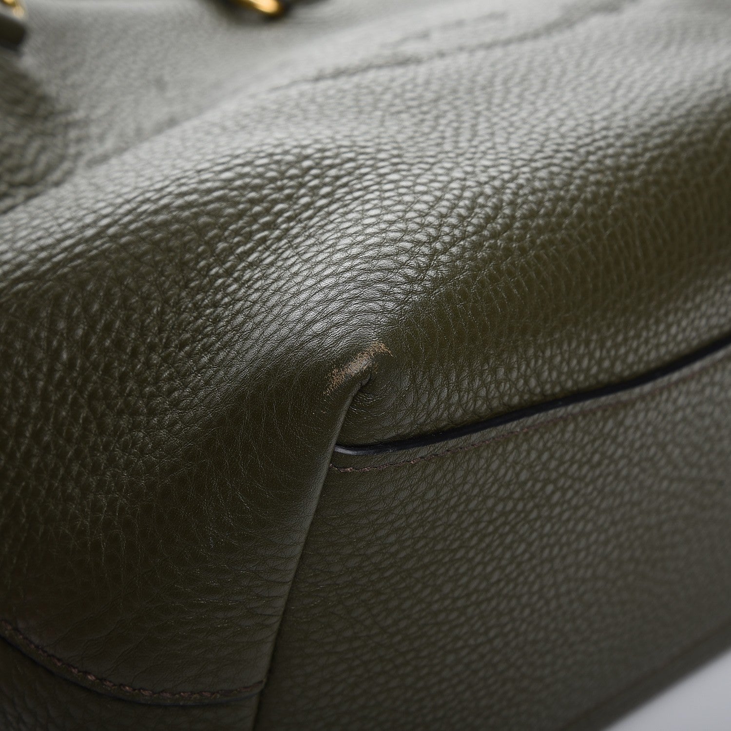 Prada Vitello Daino Logo Tote Dark Green 9 of 12
