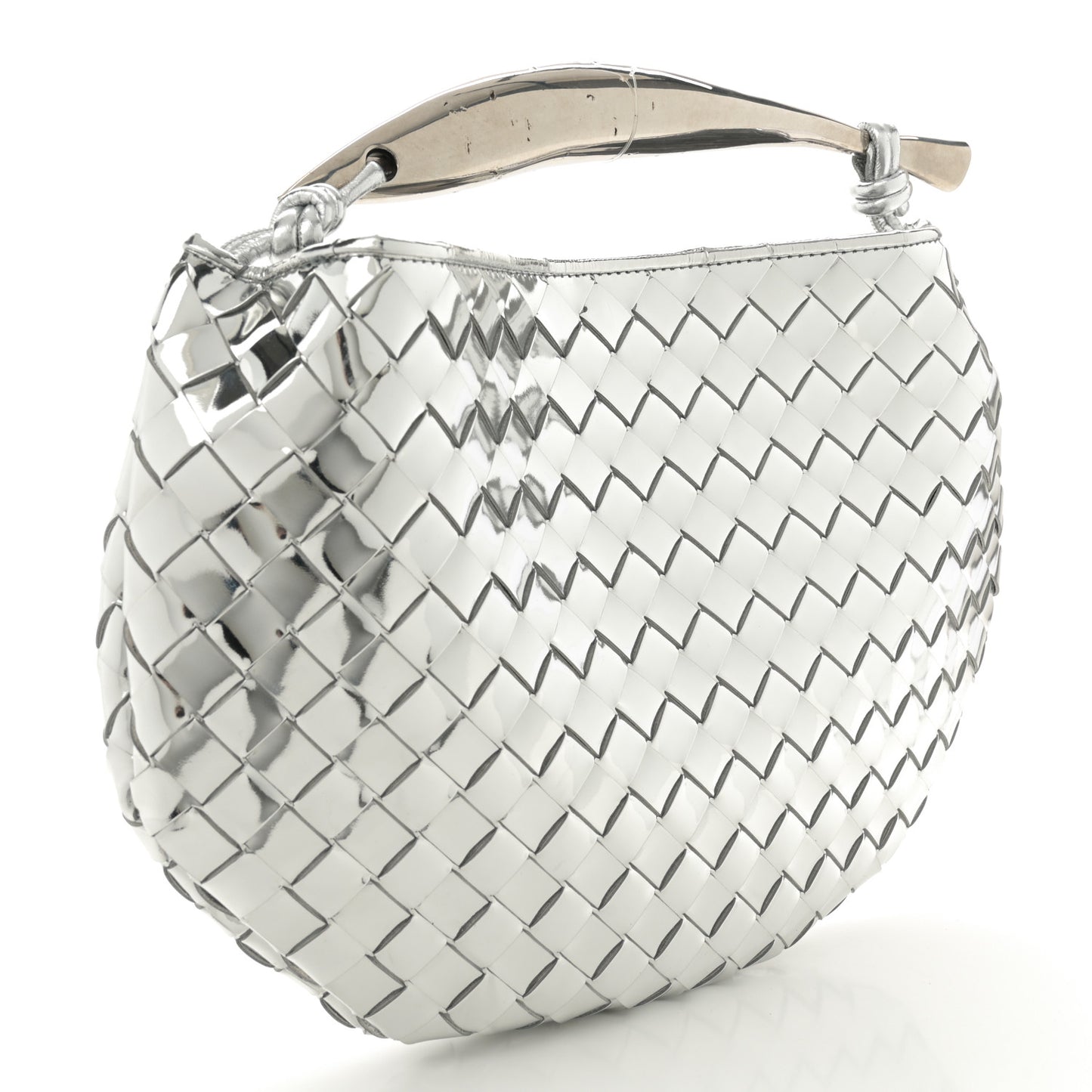 Mirror Laminated Nappa Intrecciato Sardine Bag Silver