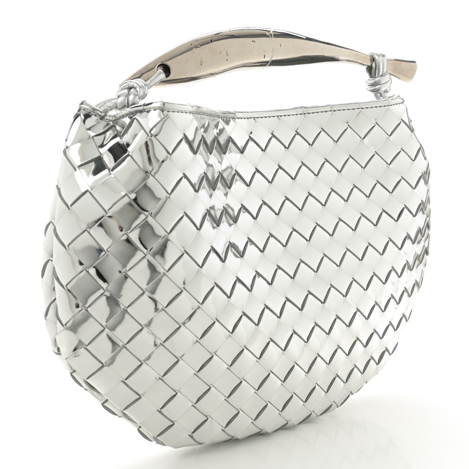 Bottega Veneta Mirror Laminated Nappa Intrecciato Sardine Bag Silver 3 of 11