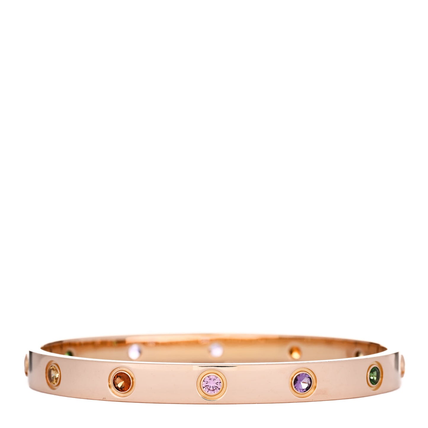 18K Pink Gold Sapphire Garnet Amethyst LOVE Bracelet 16