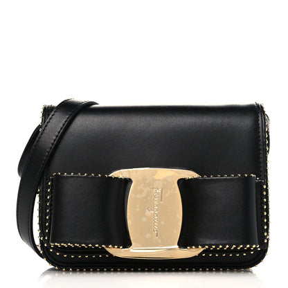 Salvatore Ferragamo Calfskin Studded Mini Vara Bow Rainbow Crossbody Bag Black 1 of 8