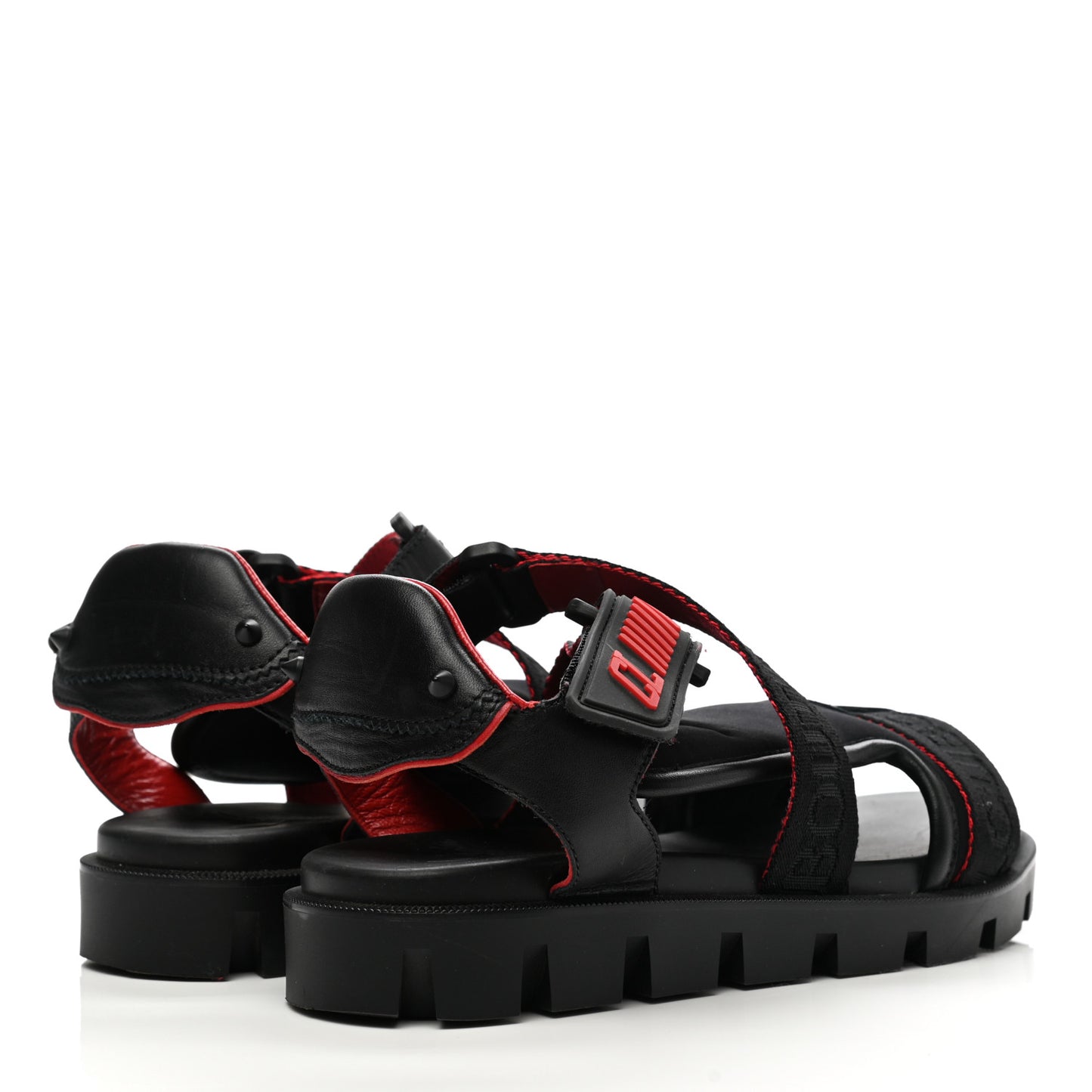 Calfskin Velcrissimo Flat Sandals 35.5 Black