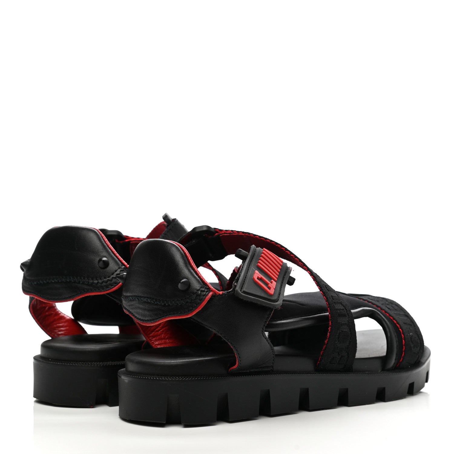 Christian Louboutin Calfskin Velcrissimo Flat Sandals 35.5 Black 4 of 11