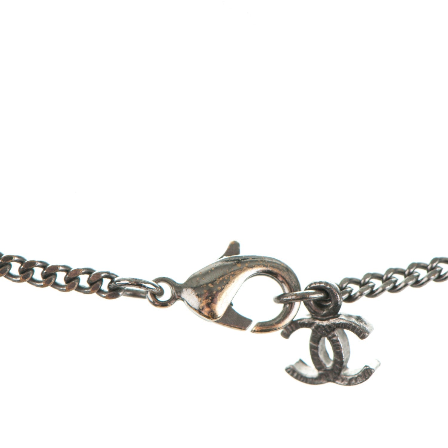 Chanel Crystal Pearl Bead CC Pendant Necklace Ruthenium 5 of 5