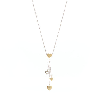 Tiffany 18K White Yellow Gold Multi-Heart Drop Pendant Necklace 1 of 5