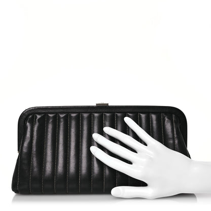 Chanel Lambskin Vertical Quilted Mademoiselle Clutch Black 2 of 15