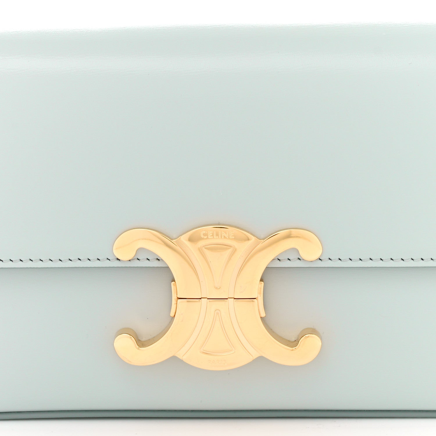 Celine Shiny Calfskin Triomphe Shoulder Bag Soft Blue 9 of 11