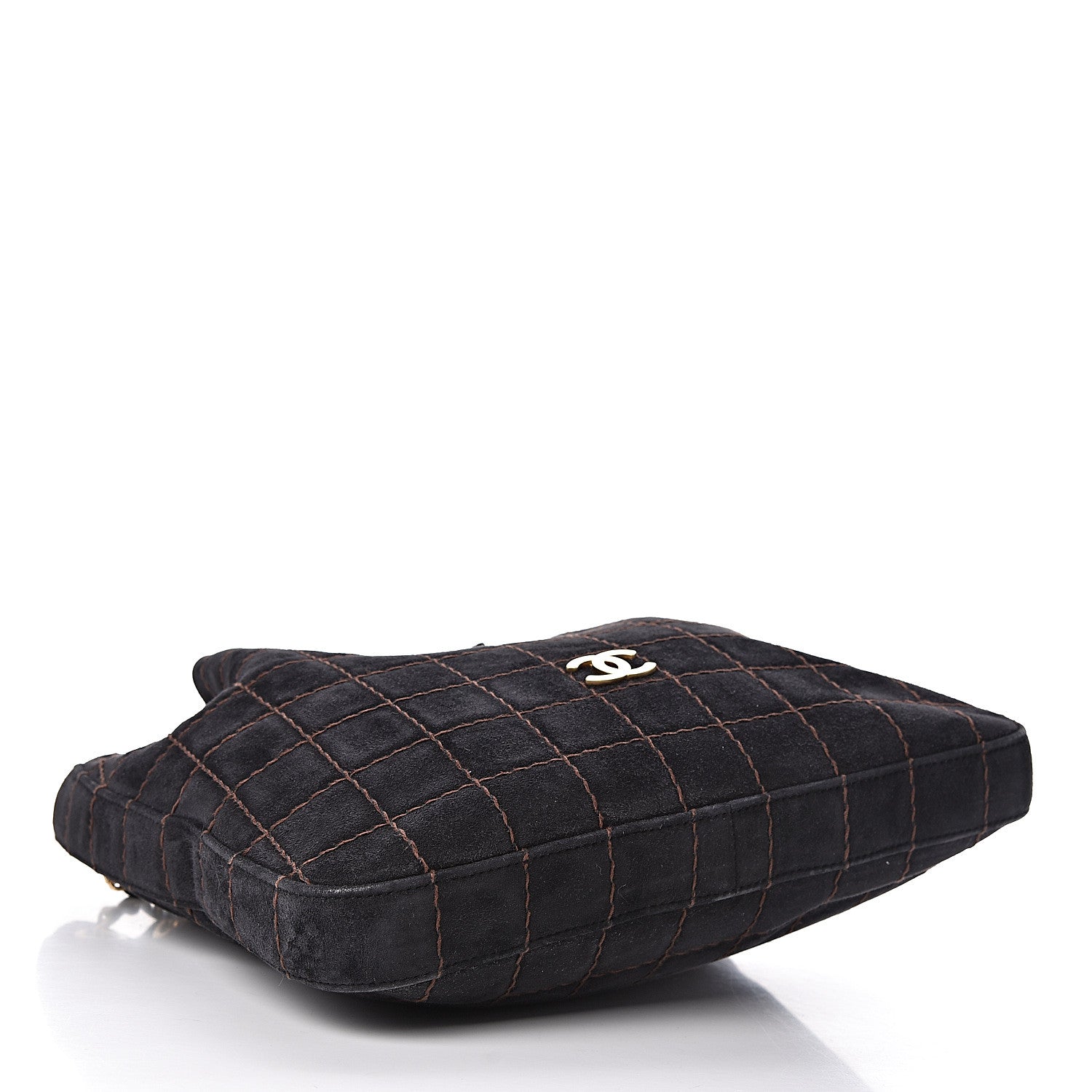 Chanel Suede Stitched Shoulder Bag Black 4 of 11