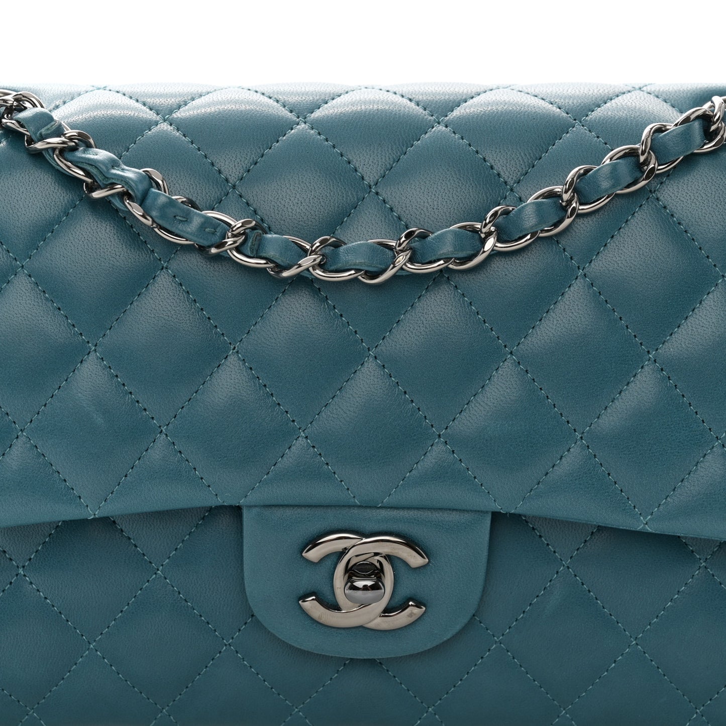 Lambskin Medium Double Flap Turquoise
