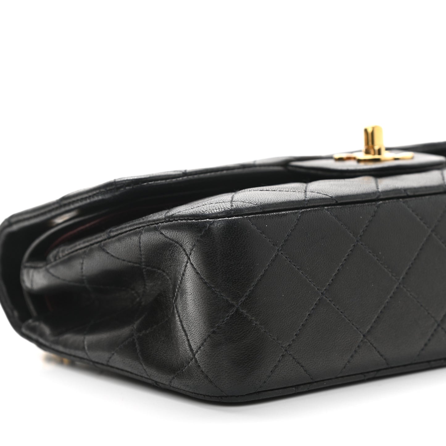 Lambskin Quilted Small Double Flap Black