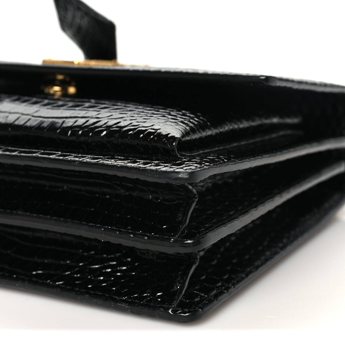 Saint Laurent Calfskin Crocodile Embossed Medium Monogram Sunset Black 10 of 10