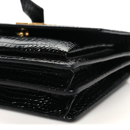 Saint Laurent Calfskin Crocodile Embossed Medium Monogram Sunset Black 10 of 10