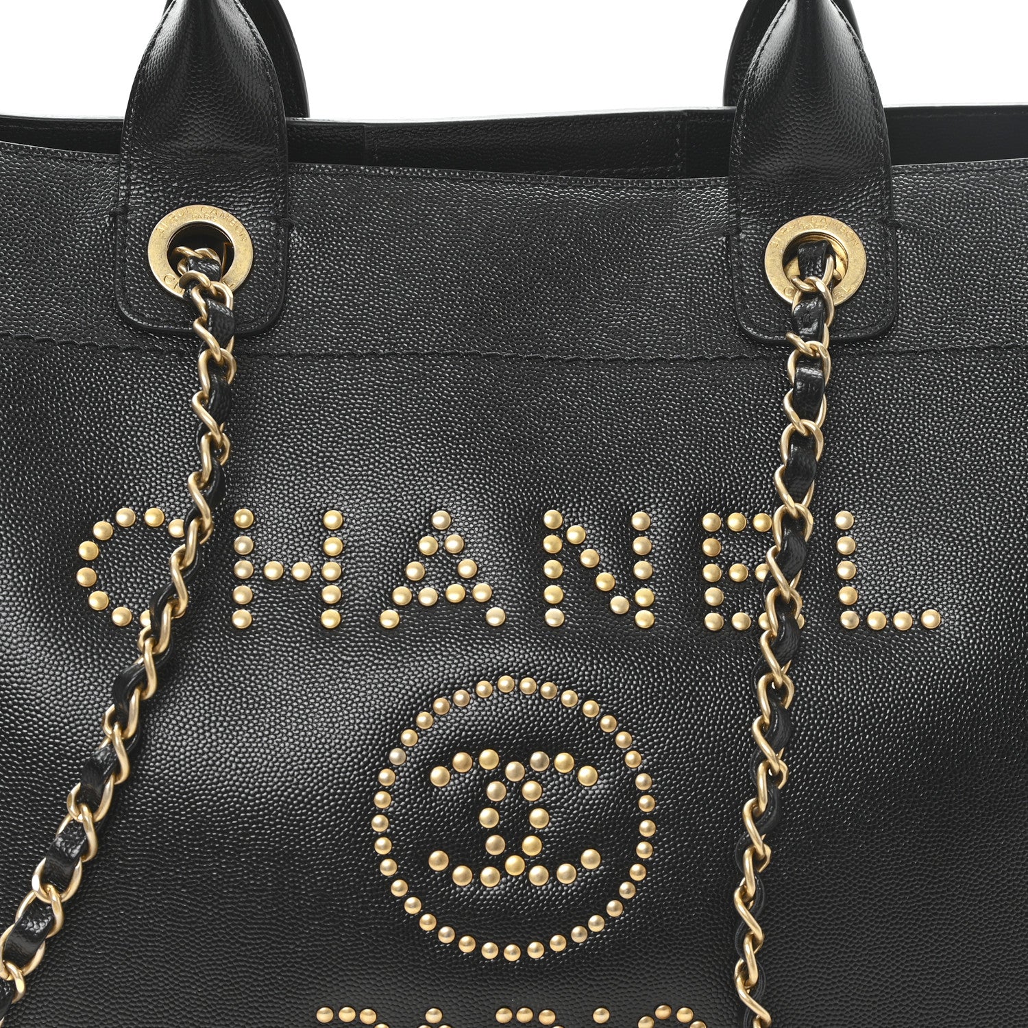 Chanel Caviar Small Studded Deauville Tote Black 8 of 13