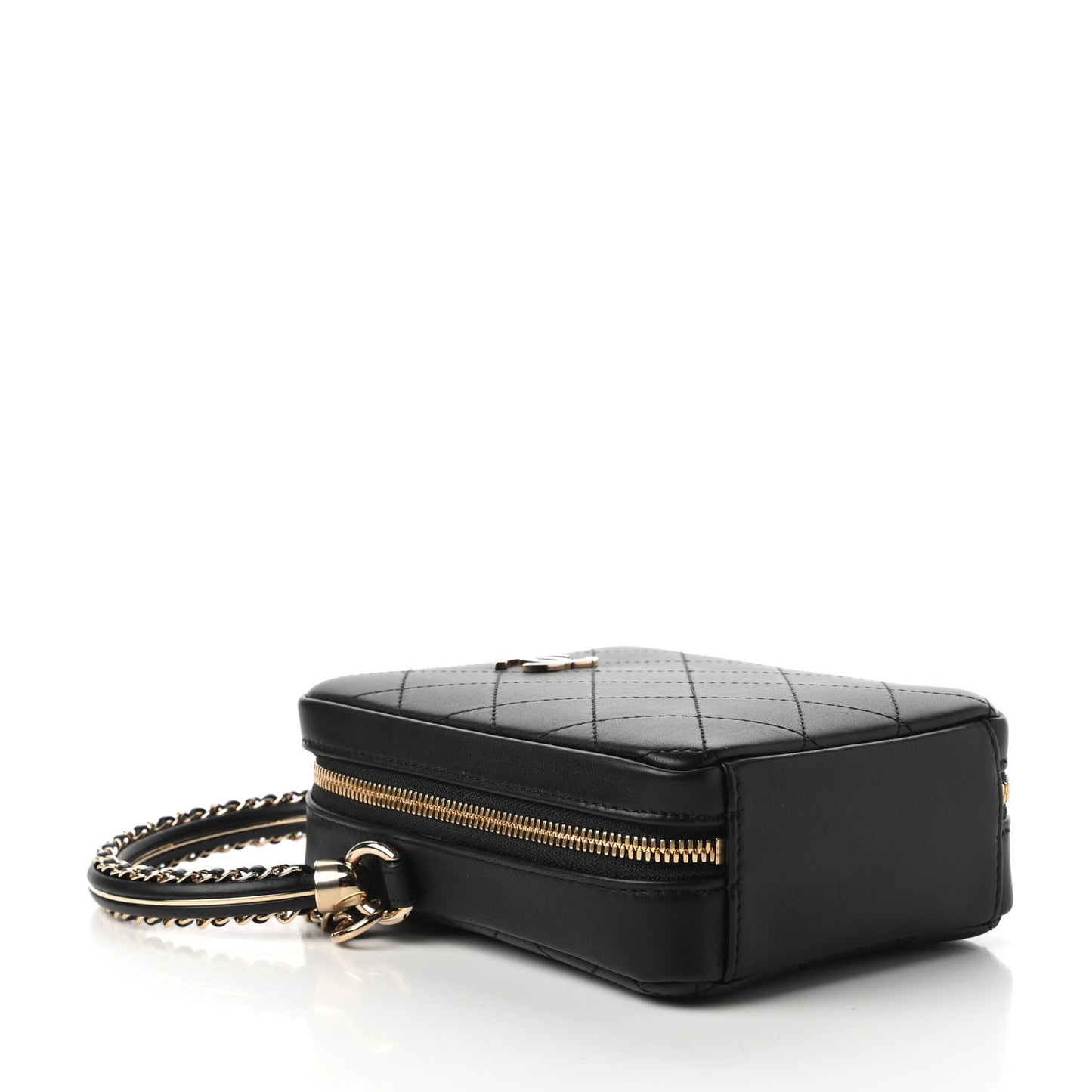 Calfskin Stitched Cup Of Tea Vanity Case Black