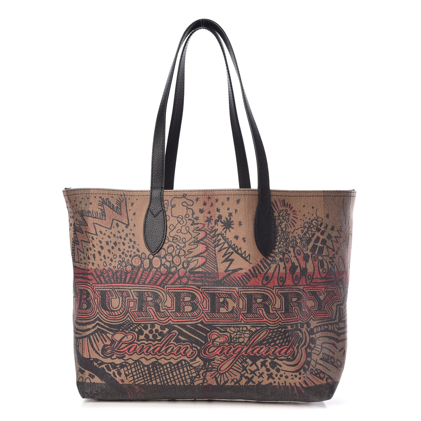 Coated Canvas Mega Check Medium Doodle Tote Black