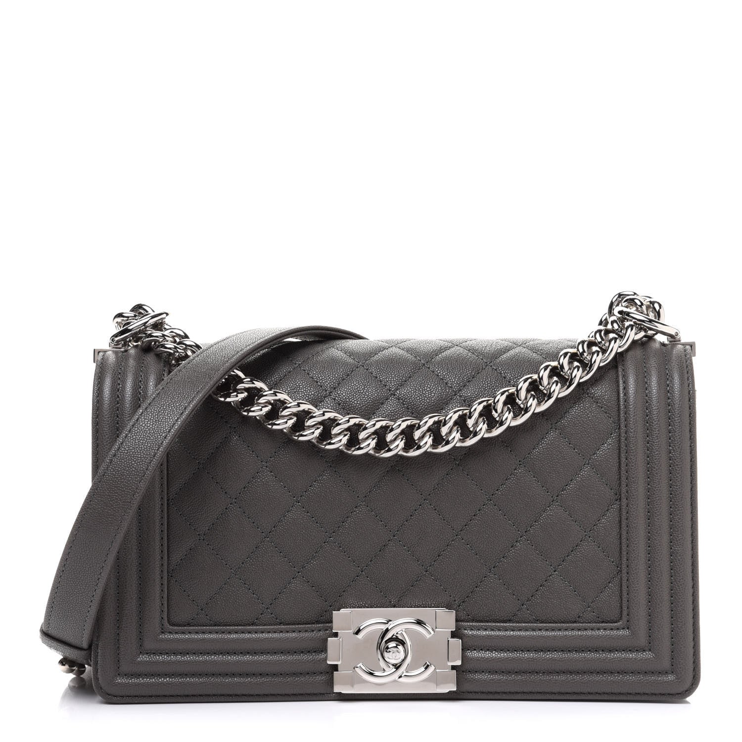 Chanel Caviar Quilted Medium Boy Flap Grey 1 of 12