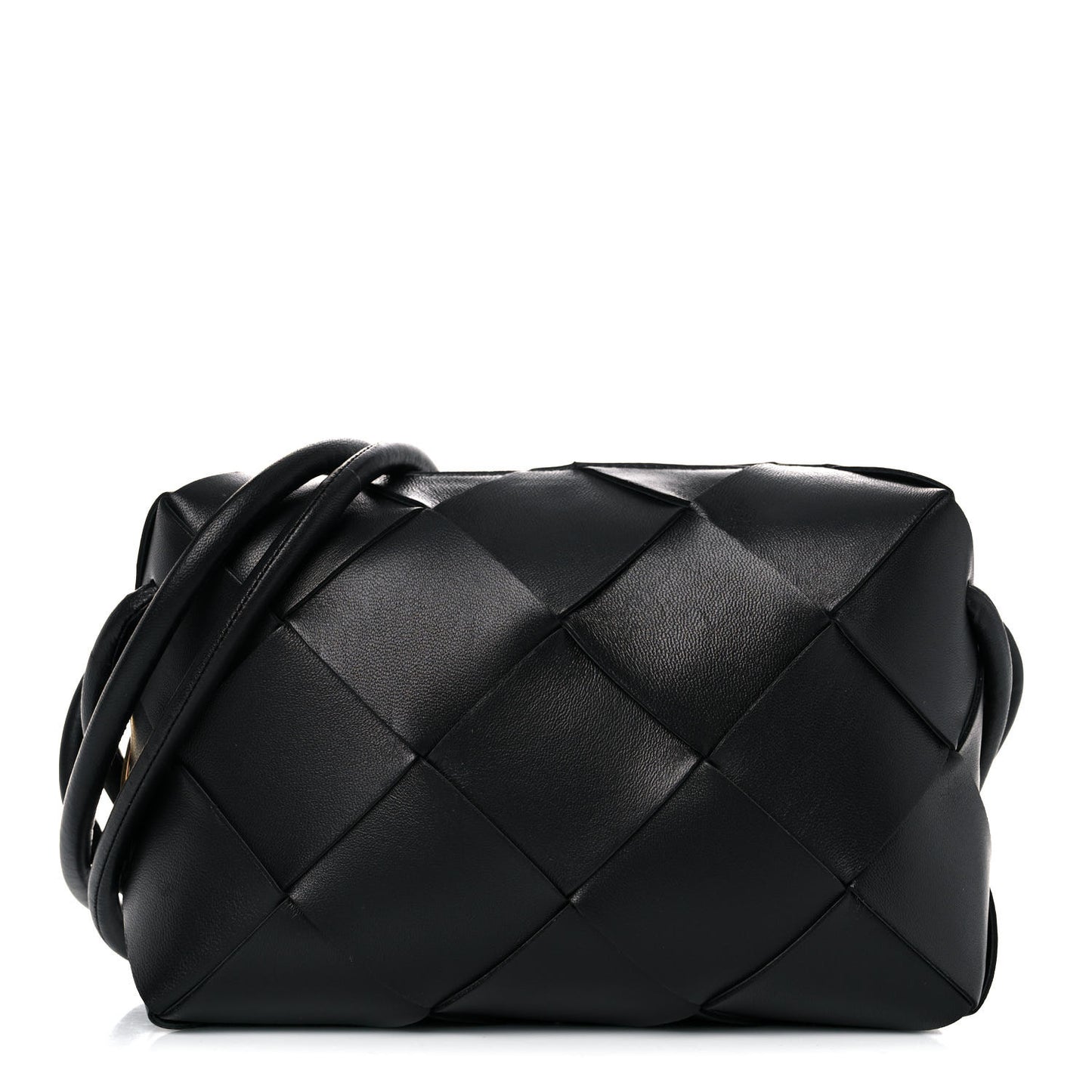 Lambskin Intreccio Small Cassette Camera Bag Black