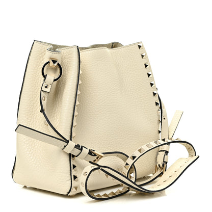 Valentino Garavani Grained Calfskin Rockstud Bucket Bag Ivory 3 of 10
