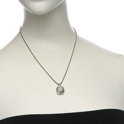 David Yurman Sterling Silver Diamond 10mm Labyrinth Pendant Necklace 2 of 6