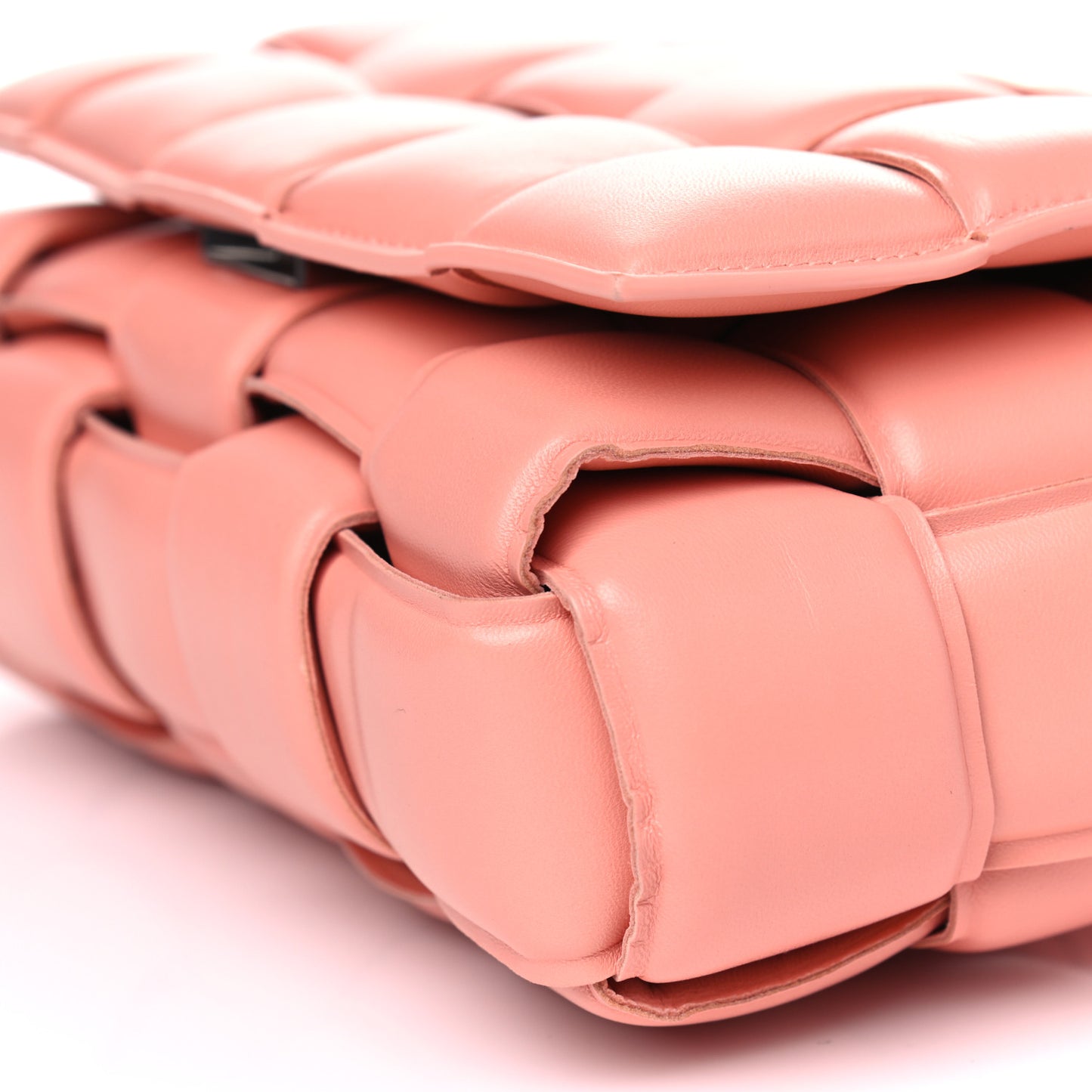 Nappa Maxi Intreccio Padded Cassette Crossbody Bag Peachy