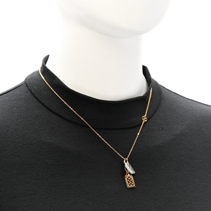 Louis Vuitton Crystal Precious Nanogram Name Tag Necklace Gold Silver 2 of 8
