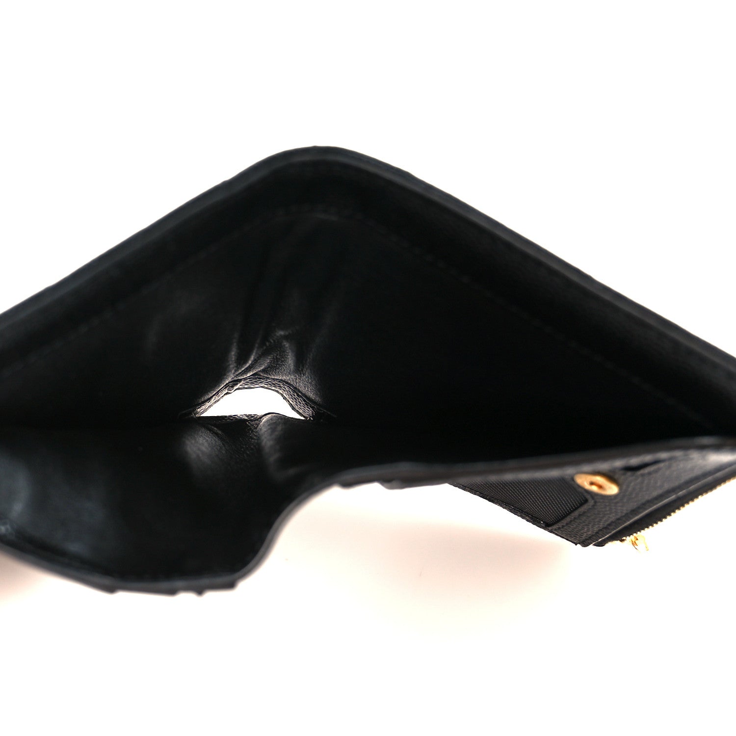Saint Laurent Grain De Poudre Matelasse Chevron Monogram Zipped Card Case Black 5 of 10