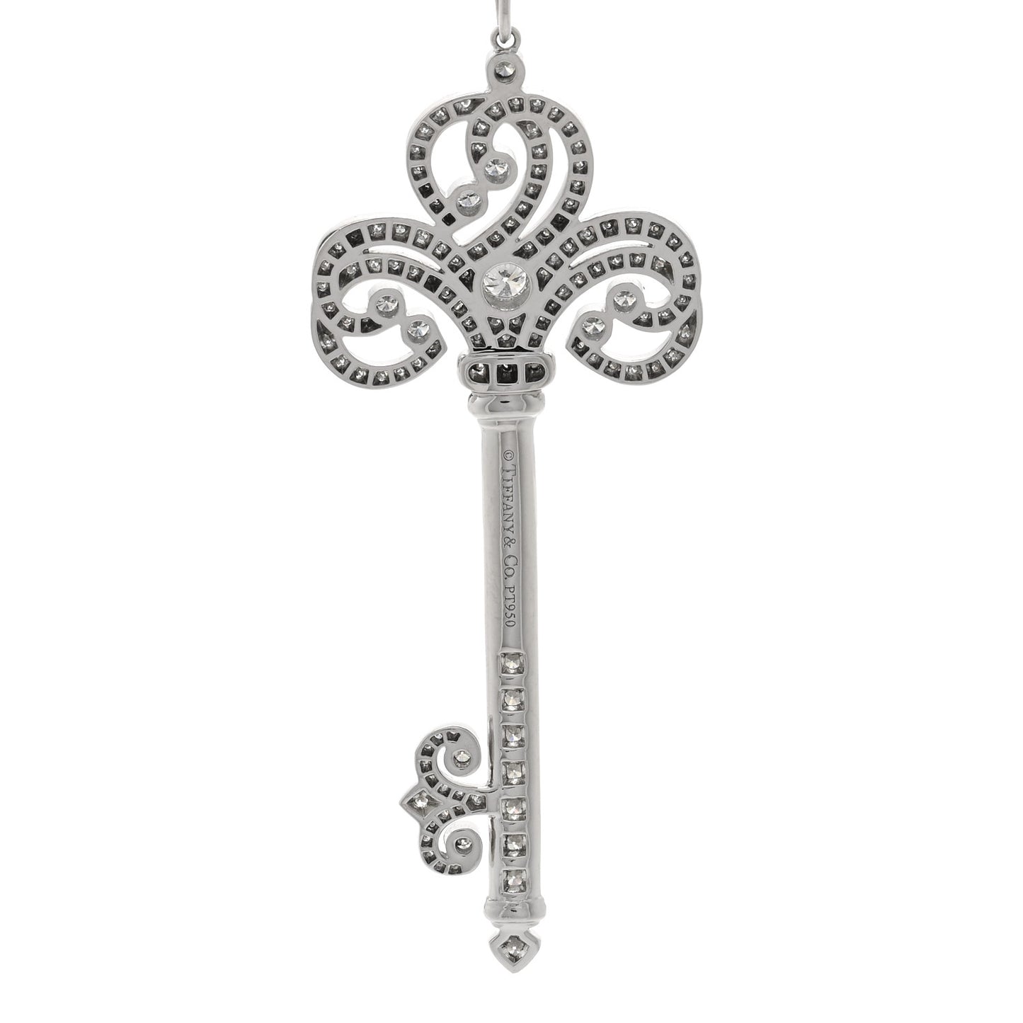 Platinum Diamond Enchant Heart Key Pendant Necklace