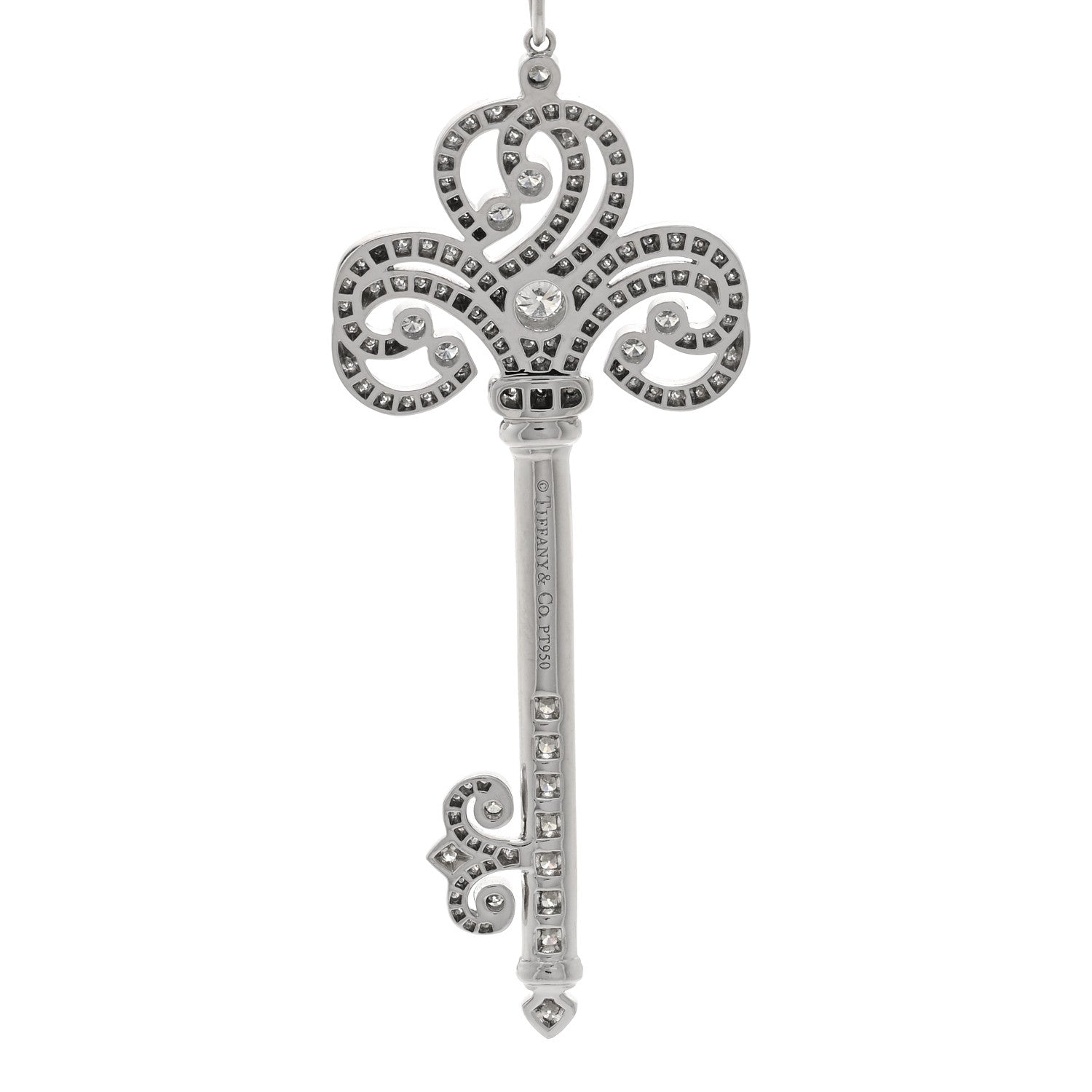 Tiffany Platinum Diamond Enchant Heart Key Pendant Necklace 5 of 6