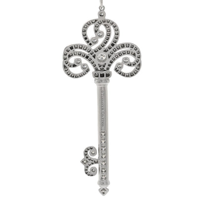 Tiffany Platinum Diamond Enchant Heart Key Pendant Necklace 5 of 6
