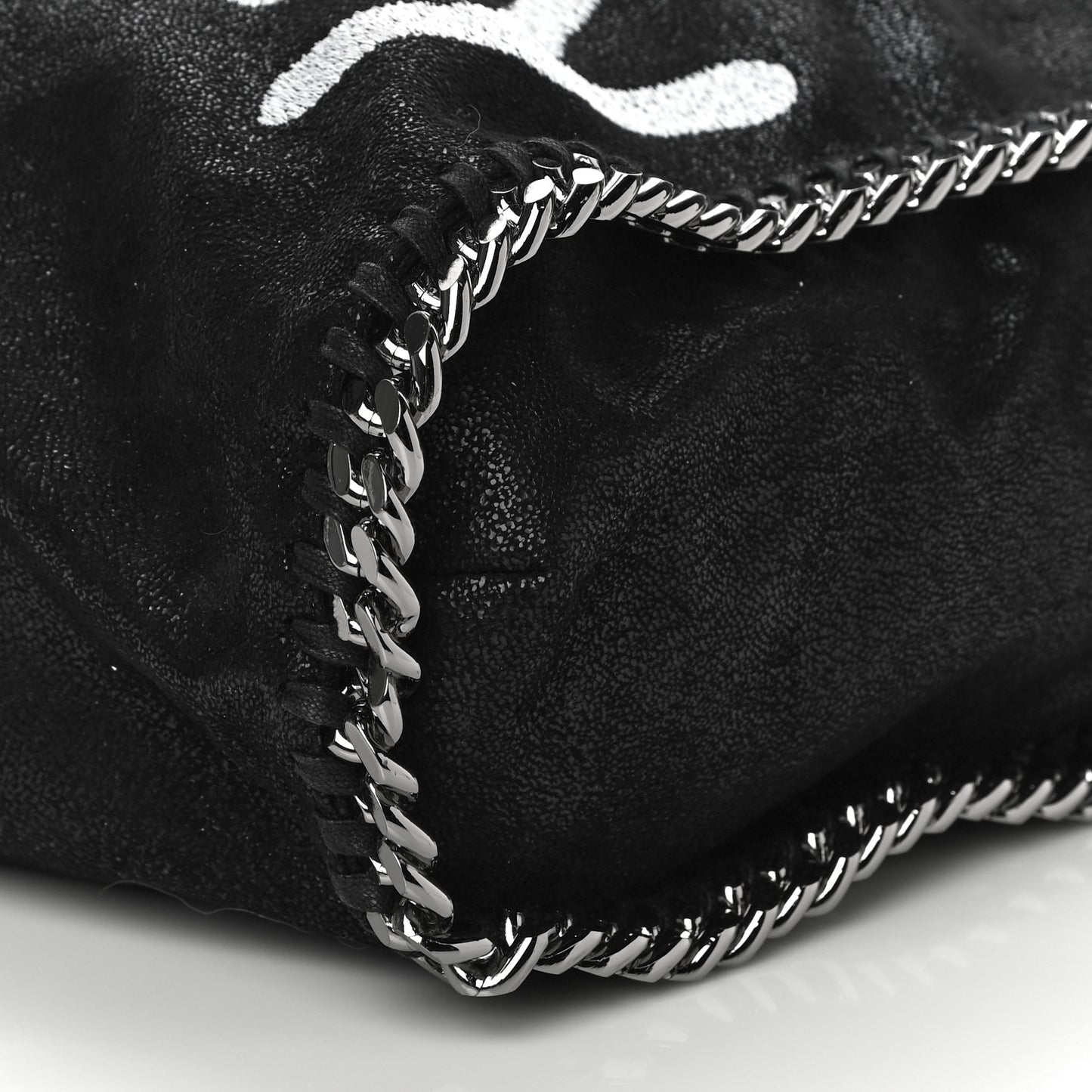 X ED CURTIS Shaggy Deer Logo Embroidered Large Falabella Black