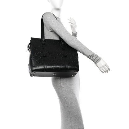 Gucci Calfskin GG Tennis Embossed Tote Bag Black 2 of 10