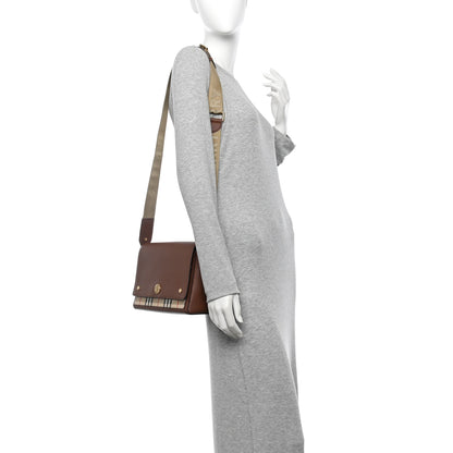 Burberry Calfskin Vintage Check Note Crossbody Bag Tan 2 of 13