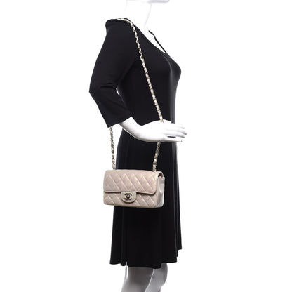 Chanel Iridescent Lambskin Quilted Mini Rectangular Flap Ivory 2 of 11