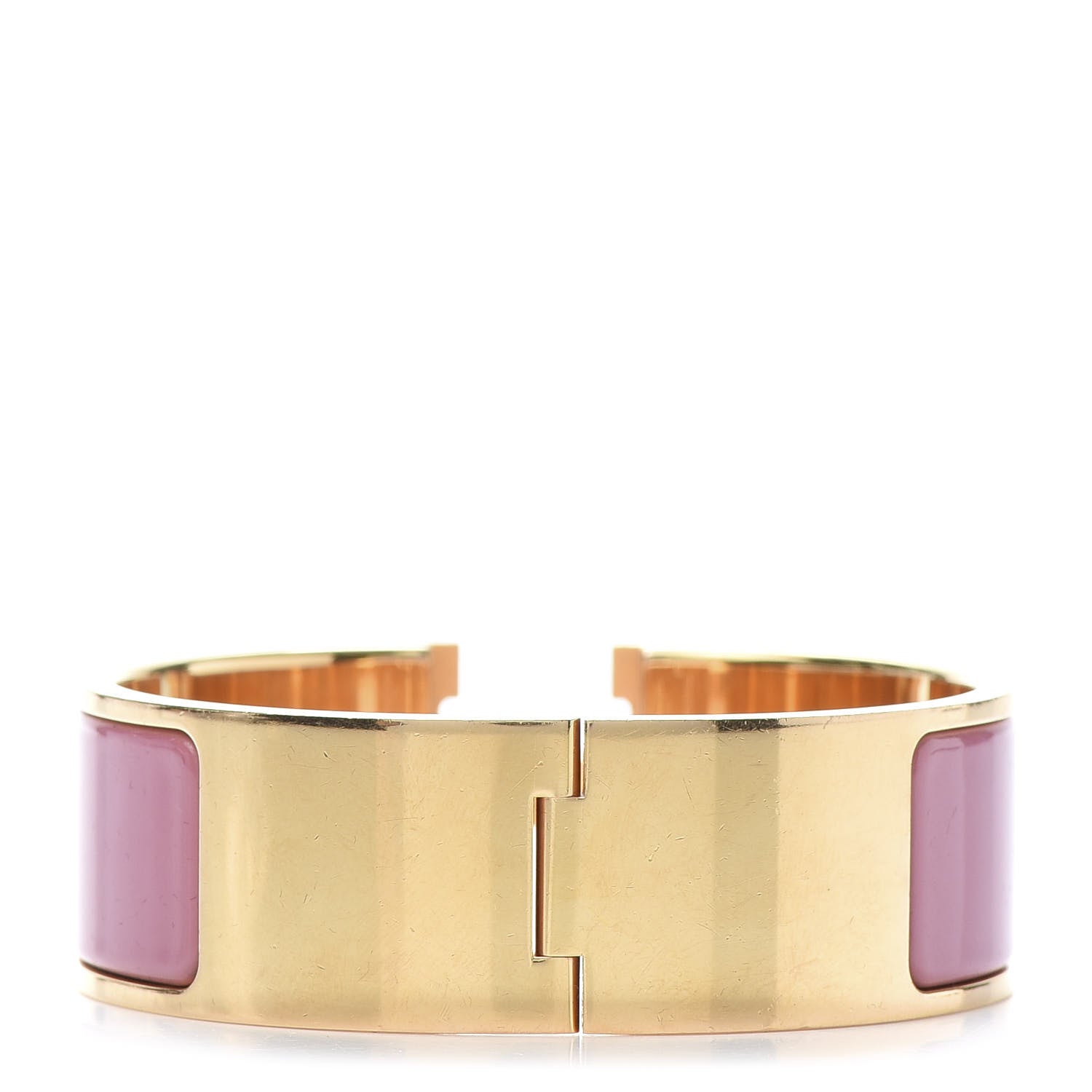 Hermes Enamel Wide Clic Clac H Bracelet GM Rose Velours 3 of 5