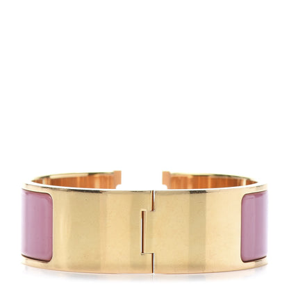 Hermes Enamel Wide Clic Clac H Bracelet GM Rose Velours 3 of 5