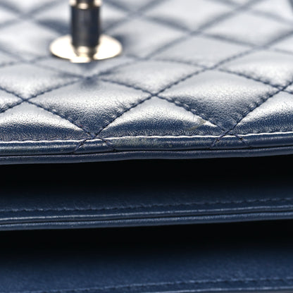 Chanel Calfskin Quilted North South Boy Flap Navy 11 of 12